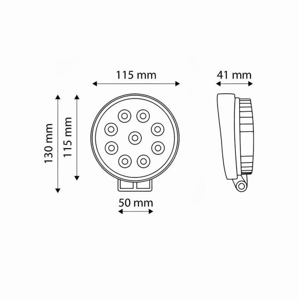 Proiector Lucru fi115, 9 LED-uri, 10-60V, 27W, 1775lm, Flood 60°, BK69004F Breckner Germany