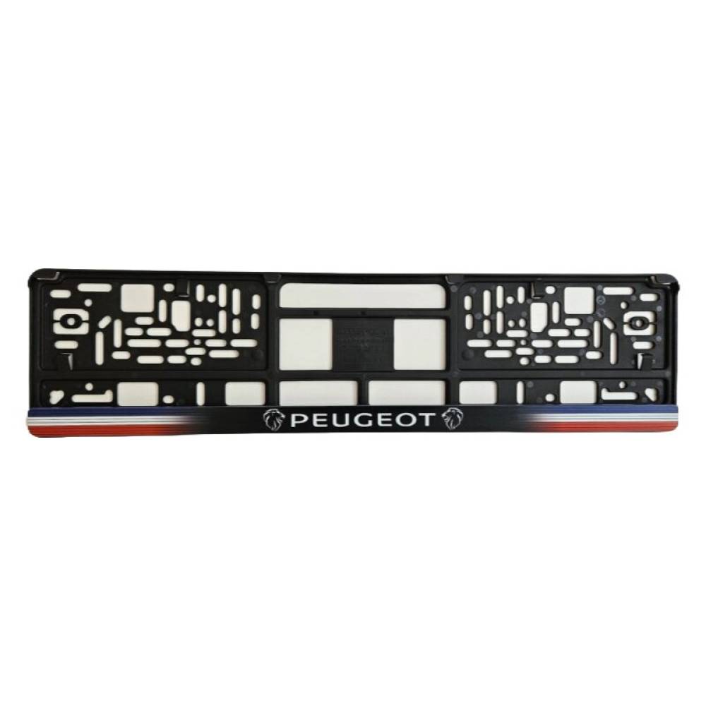 Suport numar scris PEUGEOT, fundal negru, Dobre