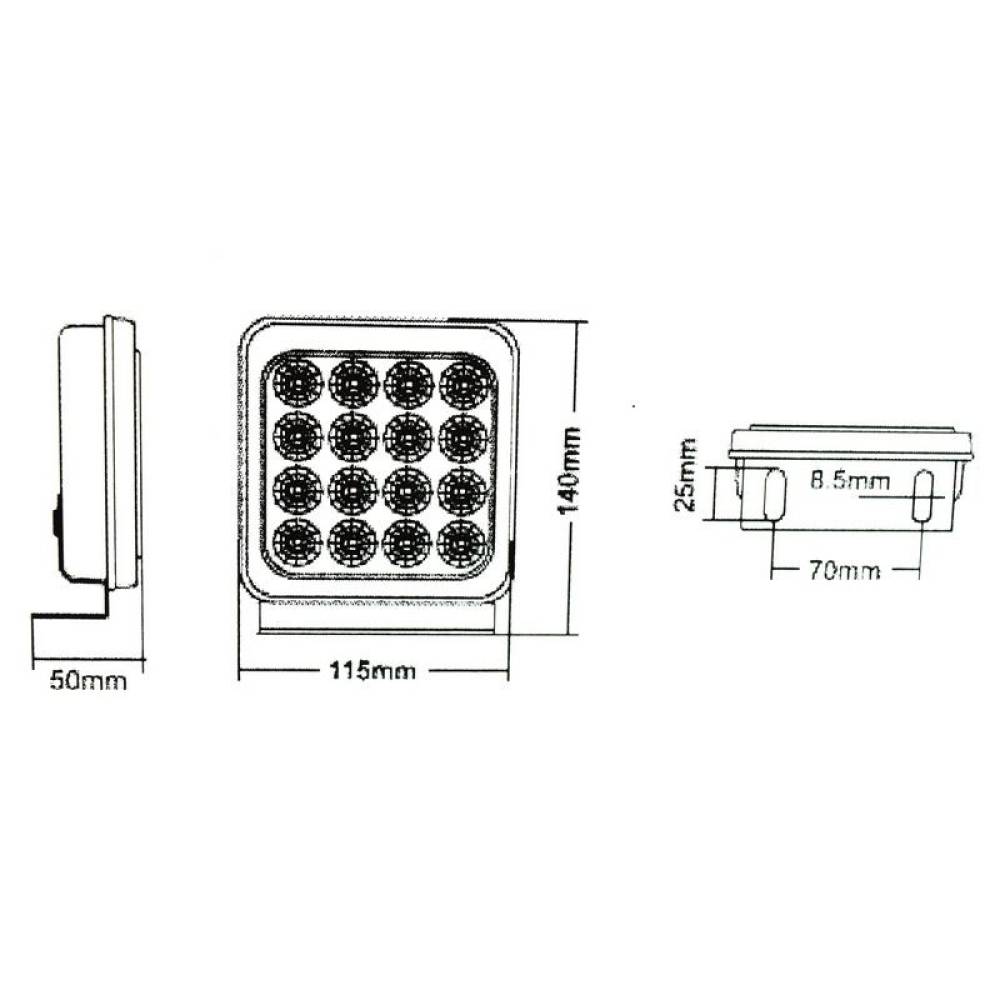 Lampa spate 115x140, 1 functie, semnalizare, LED, galbena, SD6001-2 Lampa spate 115x140, 1 functie, semnalizare, LED, galbena, SD6001-2