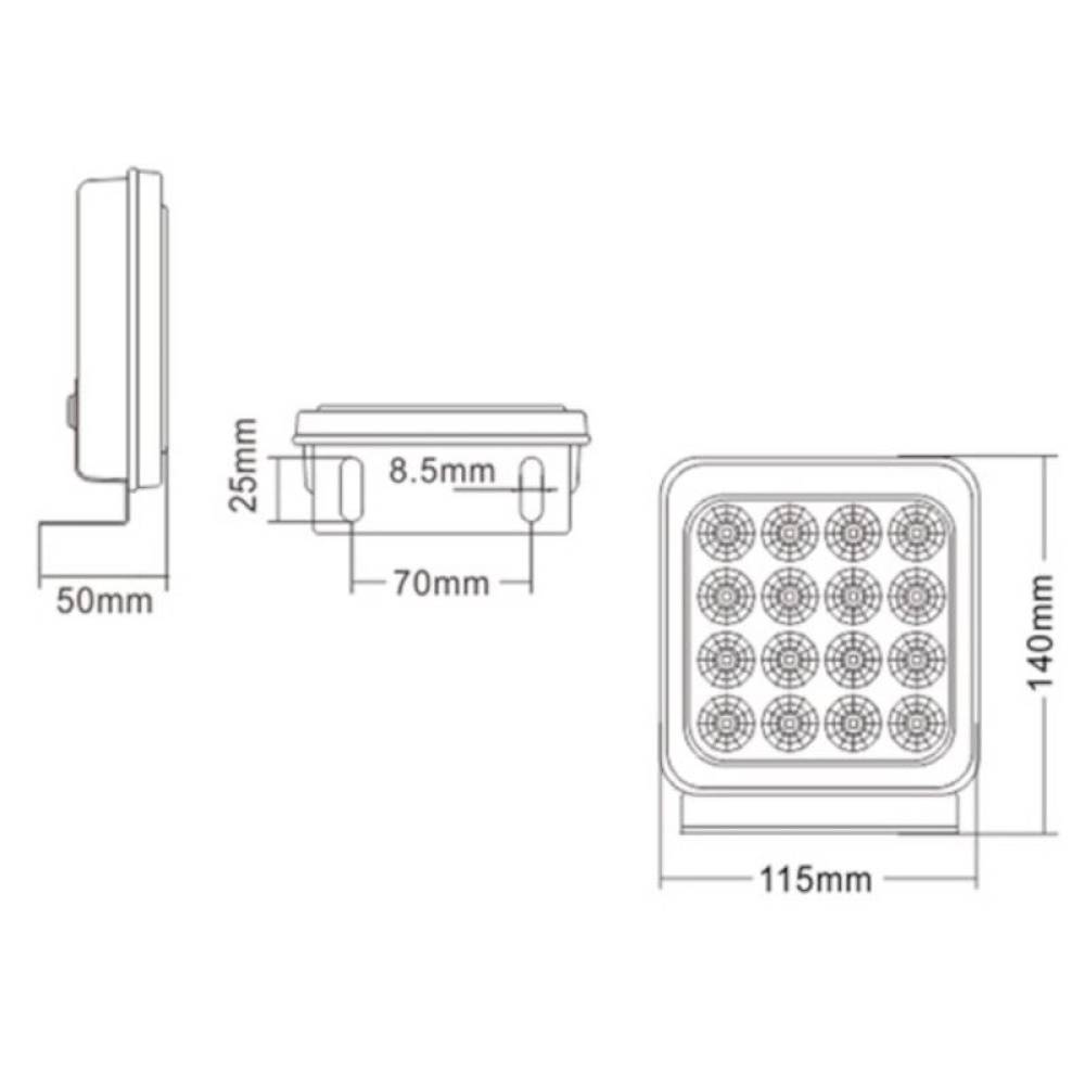 Lampa spate 115x140, 1 functie, ceata, LED, lumina rosie, SD6001-1
