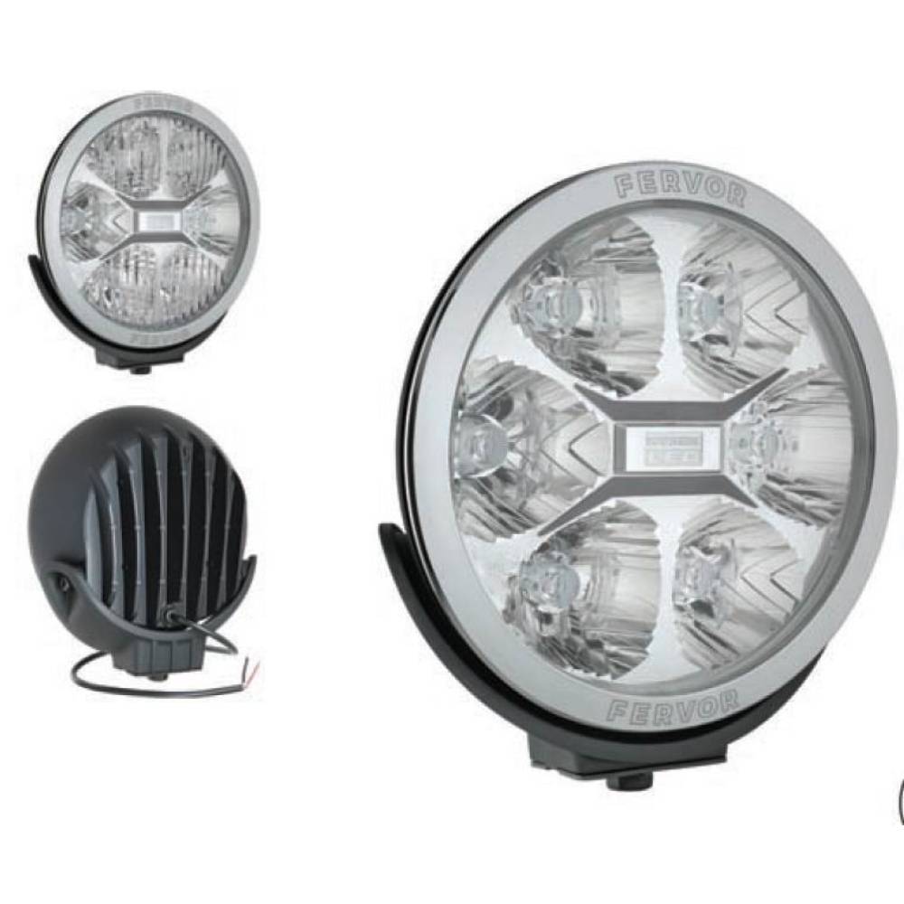 Proiector faza lunga fi180, cu LED, cu pozitie si aparatoare, sticla clara, LC25, Silver Edition, FERVOR 180 LUM2. 51200 Wesem