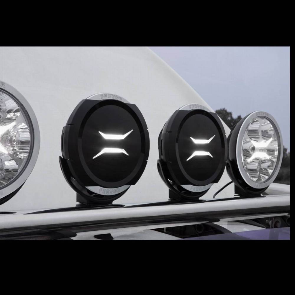 Proiector faza lunga fi180, cu LED, cu pozitie si aparatoare, sticla clara, LC25, Silver Edition, FERVOR 180 LUM2. 51200 Wesem