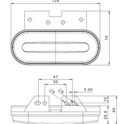 Lampa gabarit 124x51, LED, cu semnalizare, cu suport, galbena, 12-36V, FT-071-Z+K Fristom