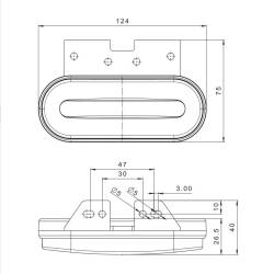 Lampa gabarit 124x51, LED, galbena, cu suport, 12-36V, FT-070-Z+K Fristom