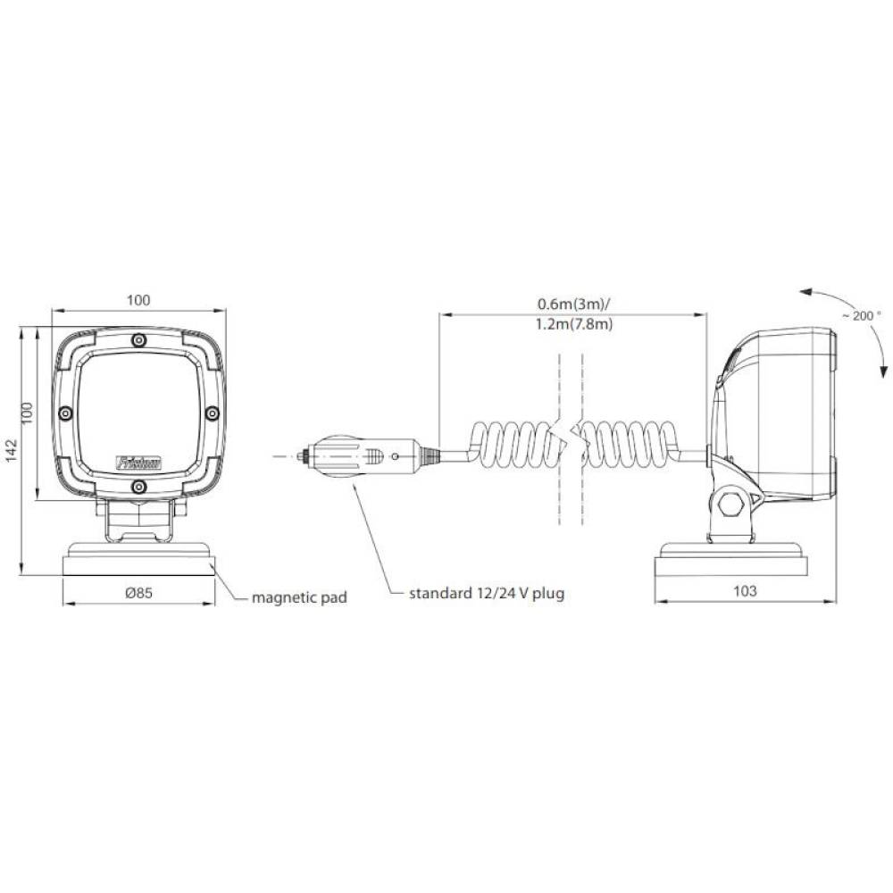 Proiector lucru 100x100, LED, 650lm, magnet, cablu 3m, FT-063 LED MAG M30 Fristom