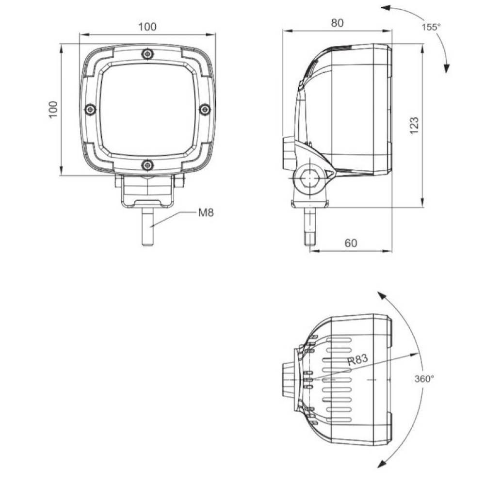 Proiector lucru 100x100, LED, cu mers inapoi, 2 functii, 380/650lm, FT-064 LED Fristom