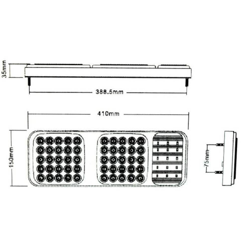 Lampa spate 410x150, 4 functii, LED, cu mers inapoi, 24V, Shiliduo 2002A