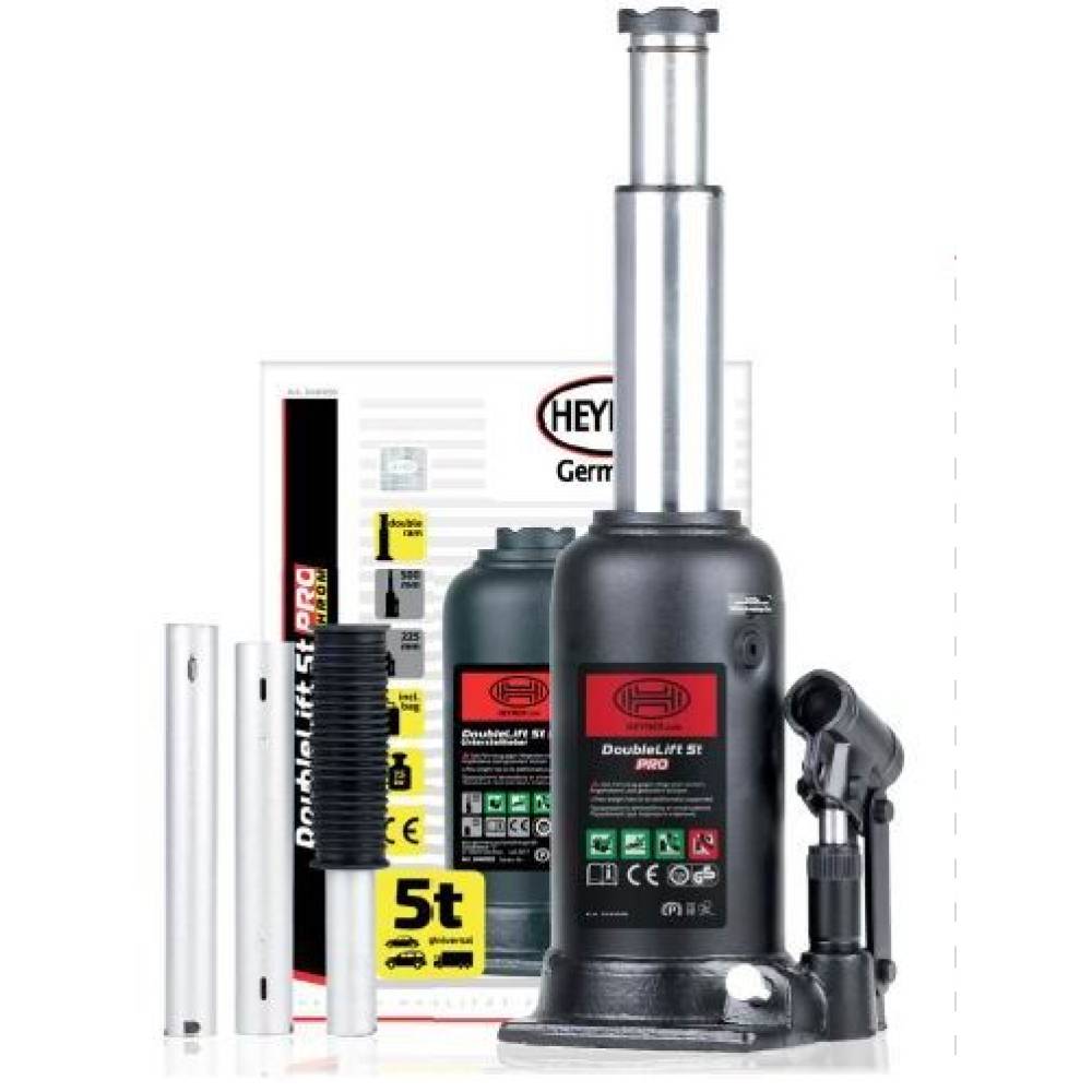 Cric hidraulic piston dublu 5T, DoubleLift PRO Crom Heyner 346.05