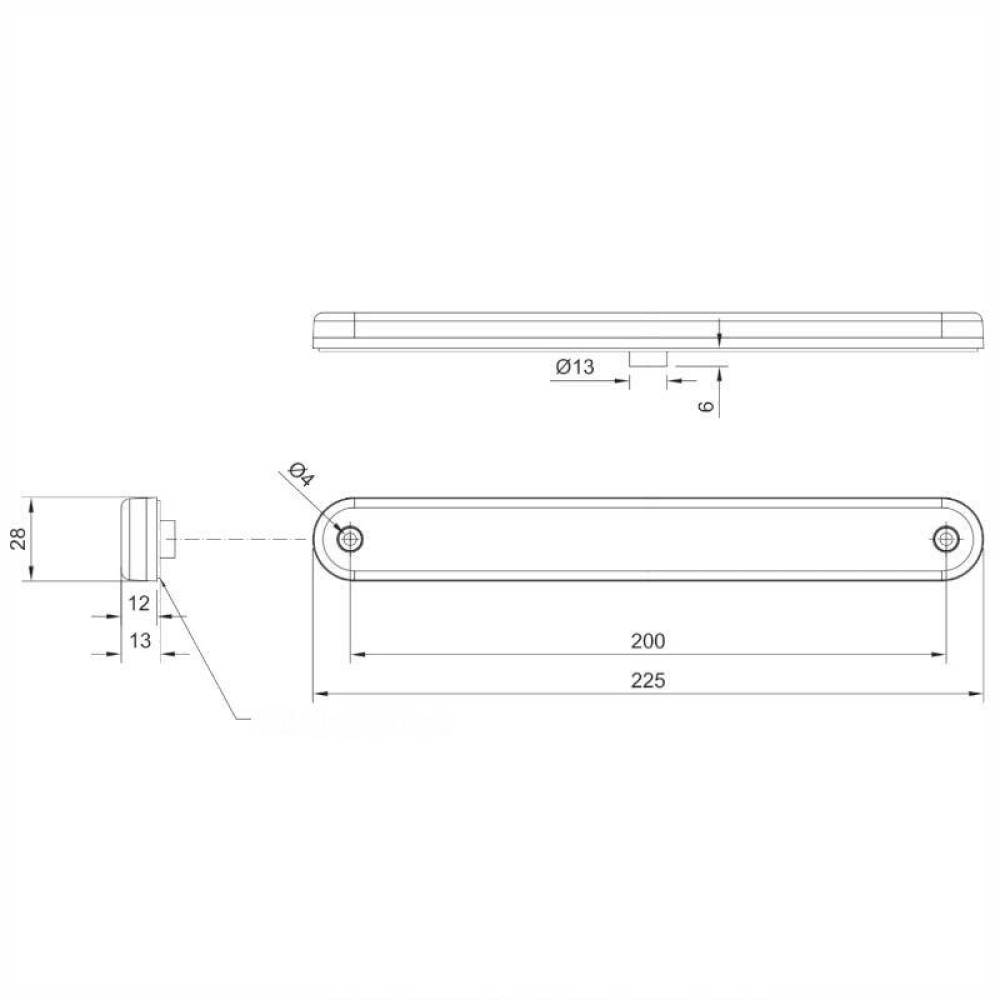 Lampa gabarit 225x28, LED, rosie, autoadeziva, 12-36V, FT-195C Fristom