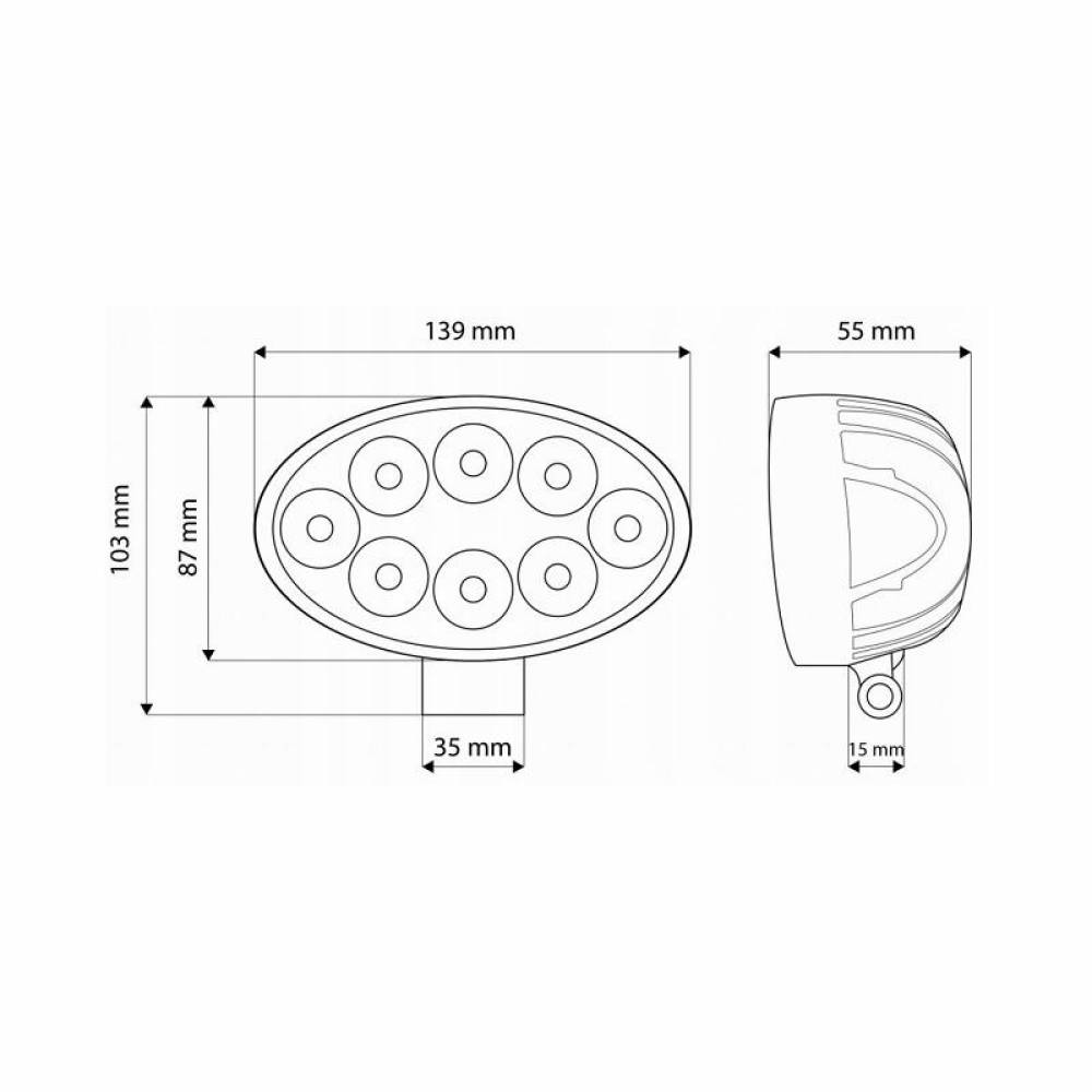 Proiector lucru 139x103, 8 LED-uri, 12-24V, 24W, 1900lm, flood, TT.13225