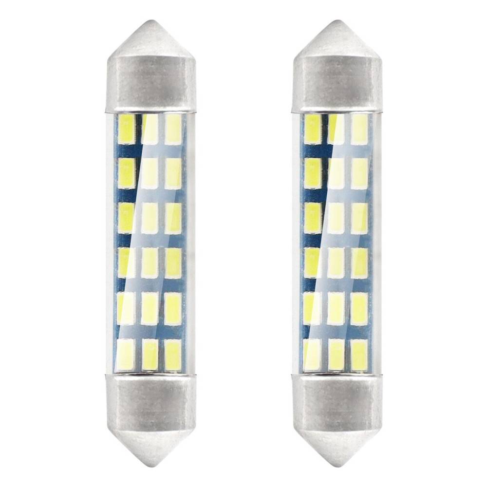Set 2 becuri sofit 12V/C5W, 41mm, 18 LED-uri tip SMD 3014,  01092 Amio