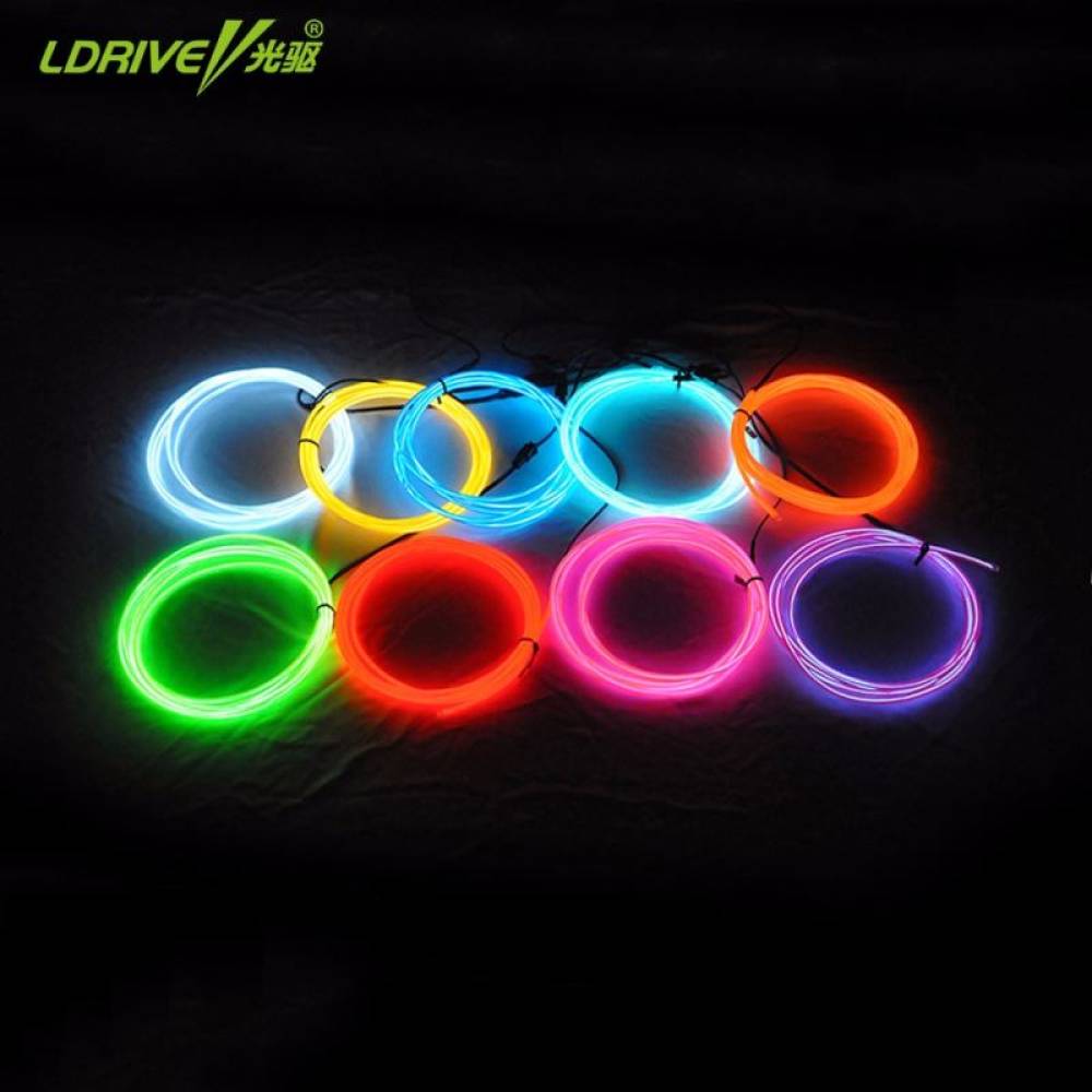 Fir neon cu LED-uri, 2m, 12V cu droser si stecher, portocaliu