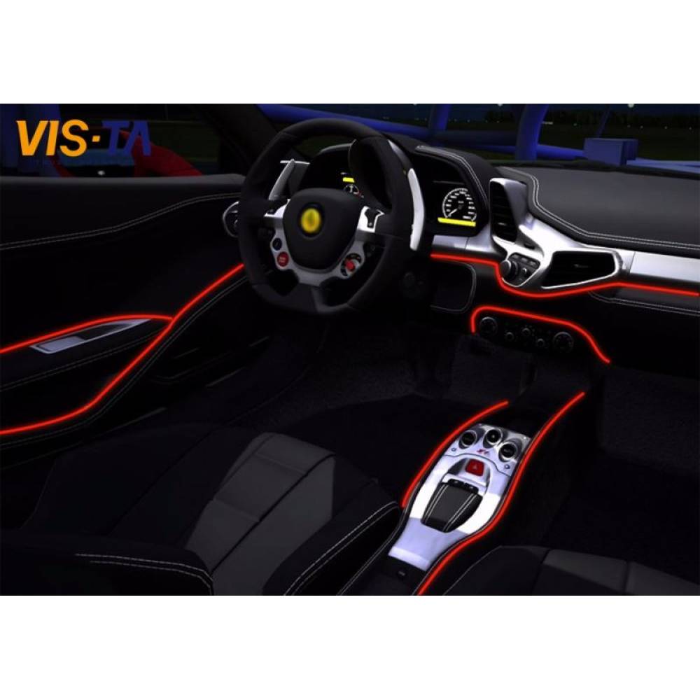 Fir neon cu LED-uri, 2m, 12V cu droser si stecher, rosu