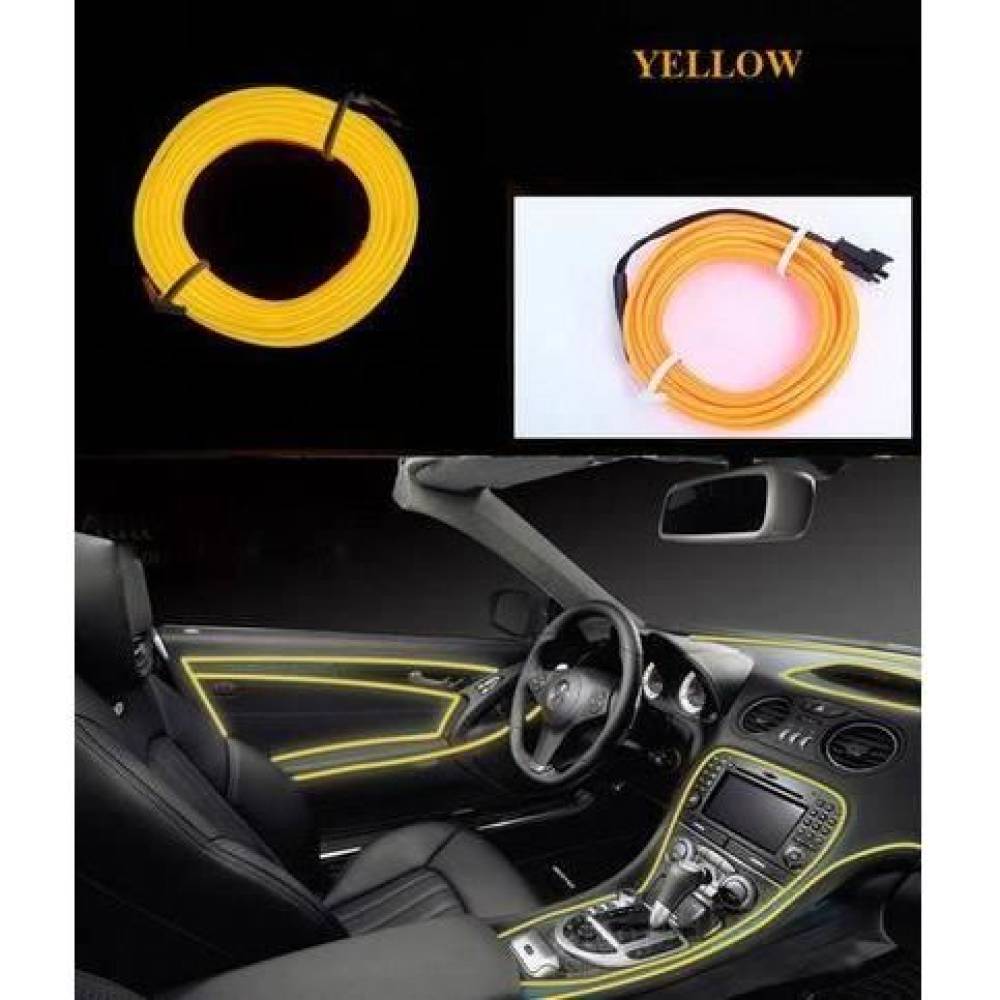 Fir neon cu LED-uri, 2m, 12V cu droser si stecher, galben