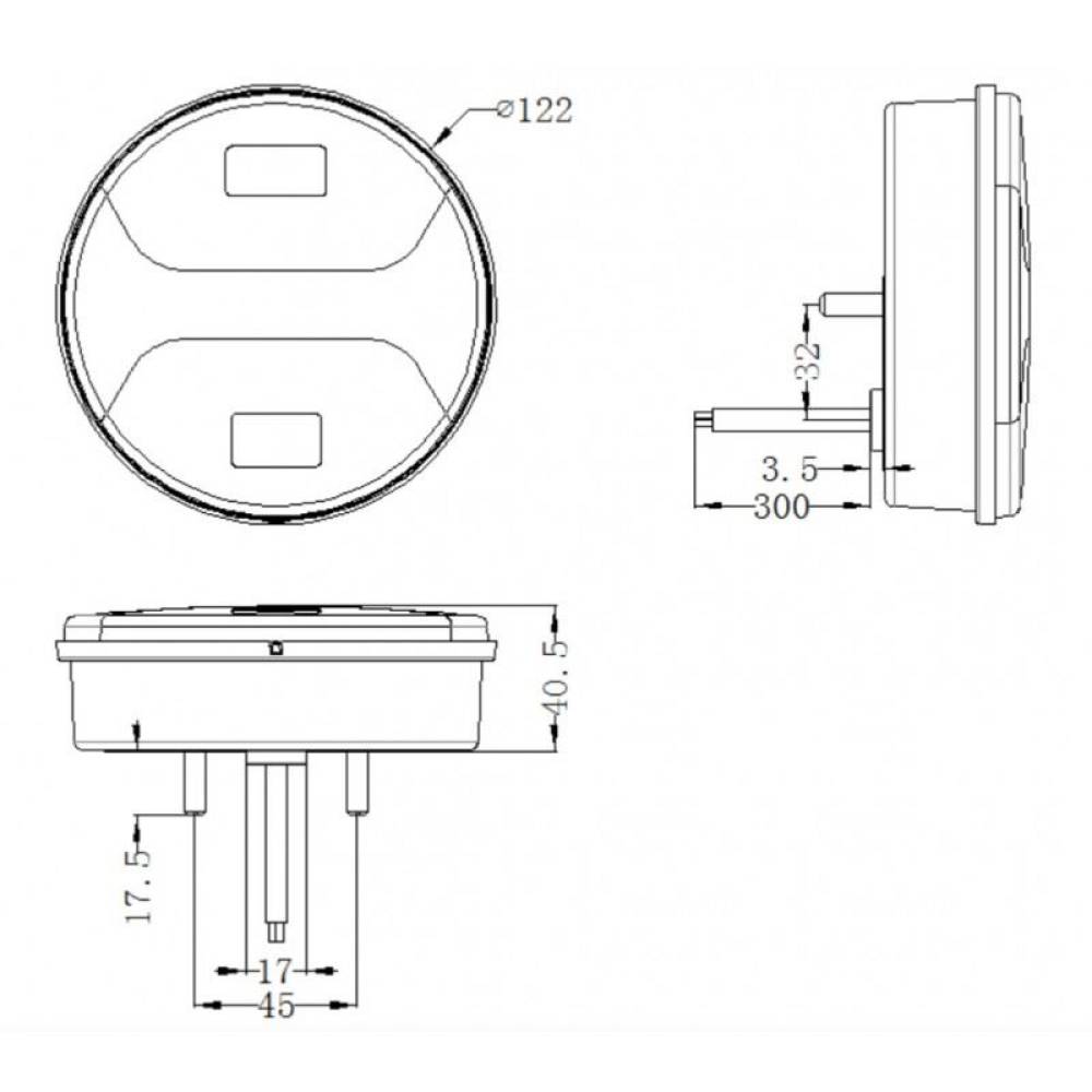 Lampa stop fi122, 3 functii, hamburger, LED, L1837 TruckLed