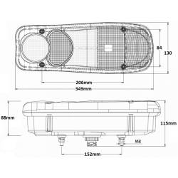 Lampa spate 350x133, Renault Premium / Daf CF-LF, cu mufa, dreapta L2062 Dasteri