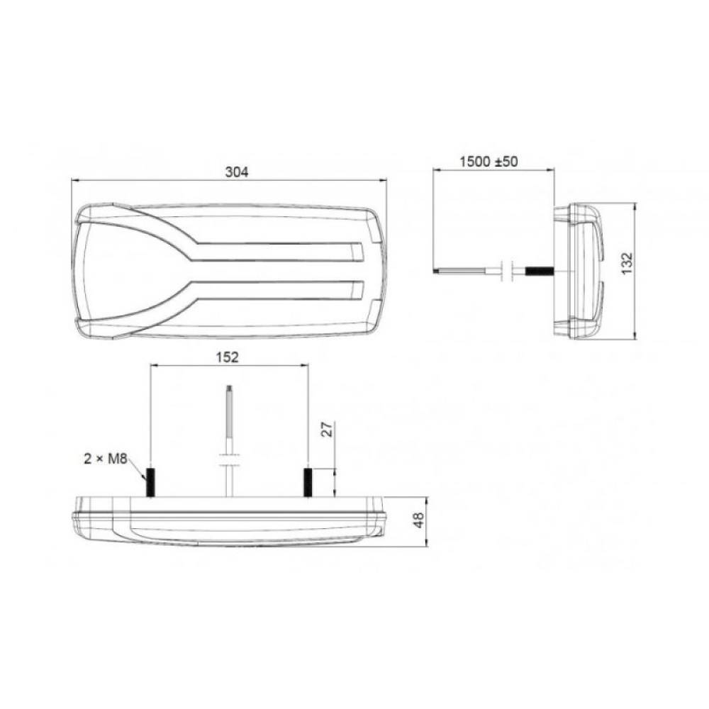 Lampa spate 305x132, 7 functii, semnalizare dinamica, stanga, Carmen LZD2400 Horpol