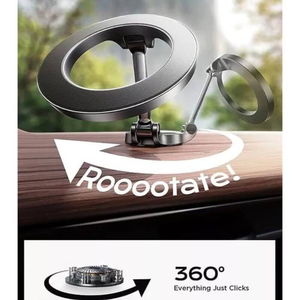 Suport telefon, pliabil si magnetic, bază rotativă 360°, prindere pe bord, Automax 6056