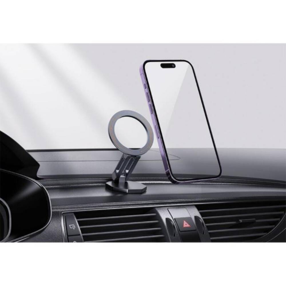 Suport telefon, pliabil si magnetic, bază rotativă 360°, prindere pe bord, Automax 6056