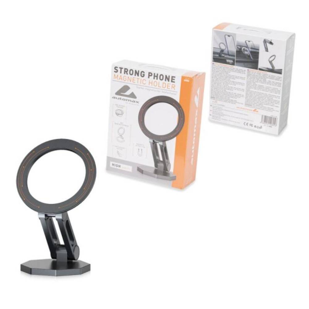 Suport telefon, pliabil si magnetic, bază rotativă 360°, prindere pe bord, Automax 6056