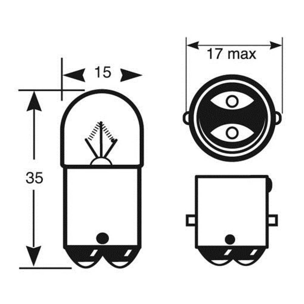 Bec auxiliar 12V/5W R5W BA15d 2 poli, CRT1 RB209 Ring