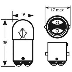 Bec auxiliar 12V/5W R5W BA15d 2 poli, CRT1 RB209 Ring