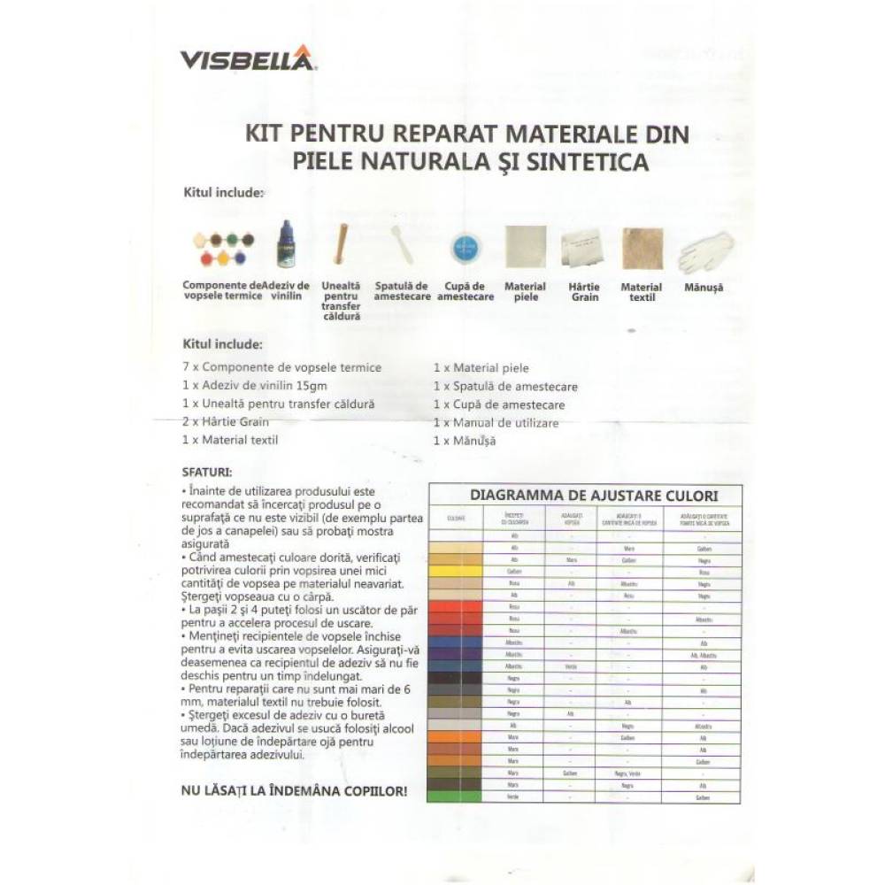 Kit reparat tapiteria de piele & sintetica LG0036WE1B Visbella