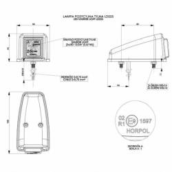 Lampa gabarit cabina 52x46, LED, rosie, LD223 Horpol
