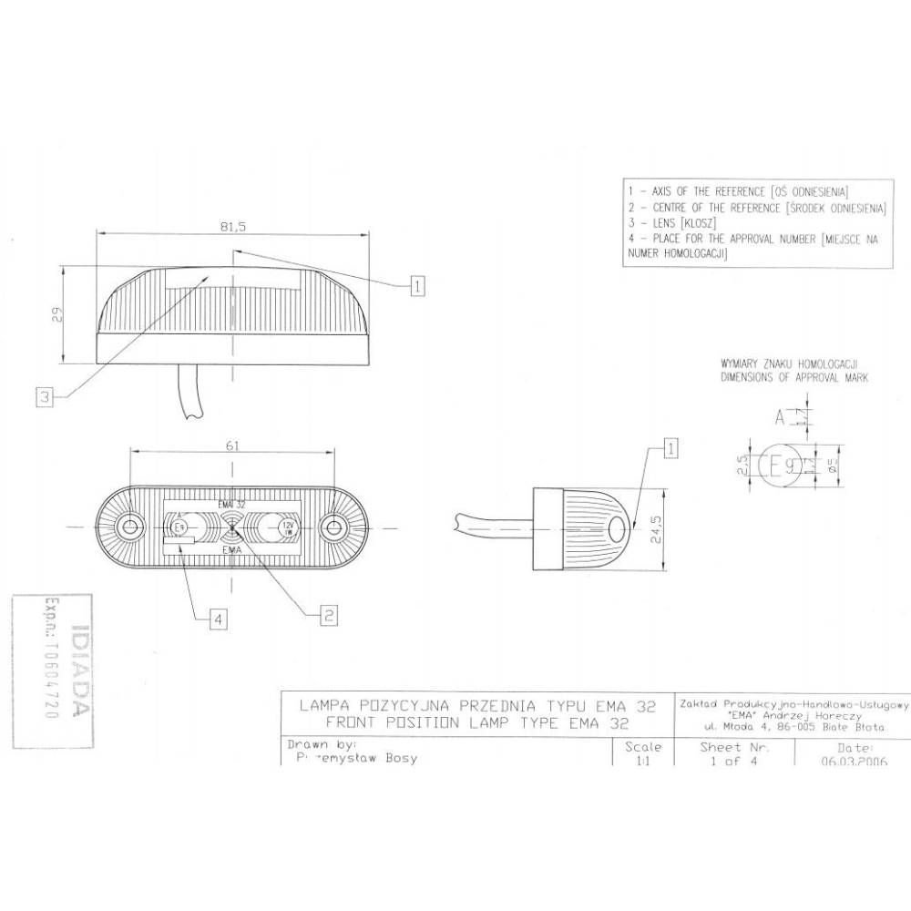 Lampa gabarit 96x39, LED, fata cabina, LD 230 Horpol 