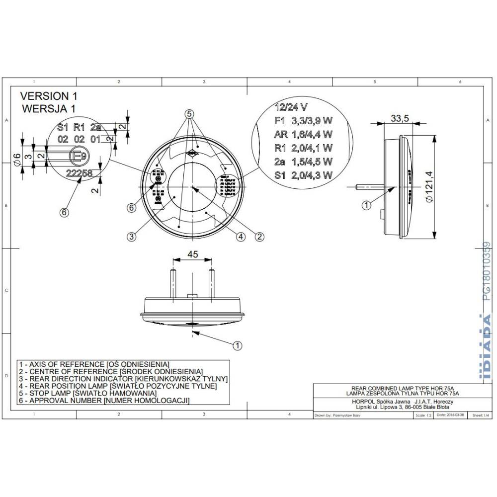 Lampa stop fi121, 3 functii, pozitie, frana si semnalizare, cu LED, Lucy, LZD2422 Horpol