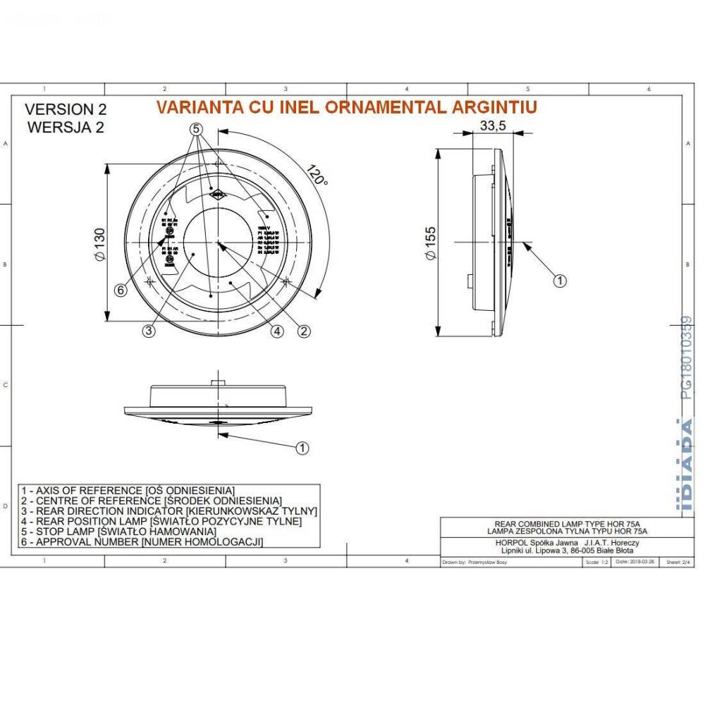 Lampa stop fi121, 3 functii, pozitie, frana si semnalizare, cu LED, Lucy, LZD2422 Horpol