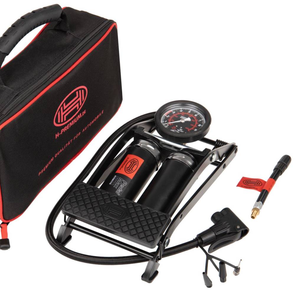 Pompa aer picior 2 cilindri 14 bar PedalMax Black Edition PRO 225.01 Heyner
