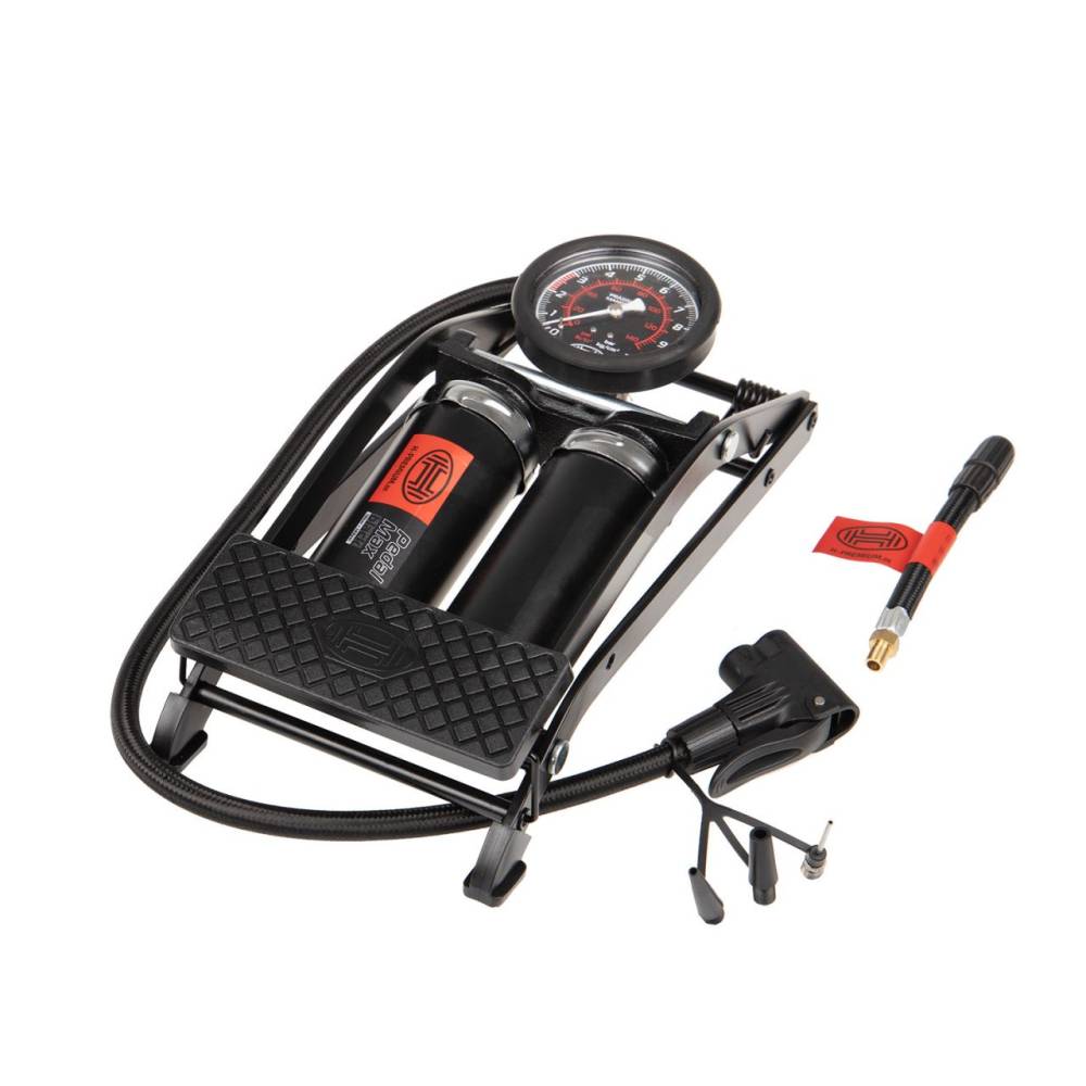 Pompa aer picior 2 cilindri 14 bar PedalMax Black Edition PRO 225.01 Heyner