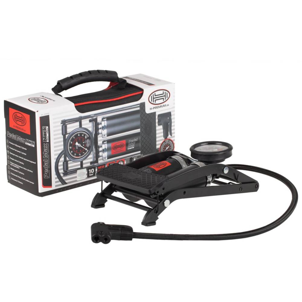 Pompa aer picior 2 cilindri 14 bar PedalMax Black Edition PRO 225.01 Heyner