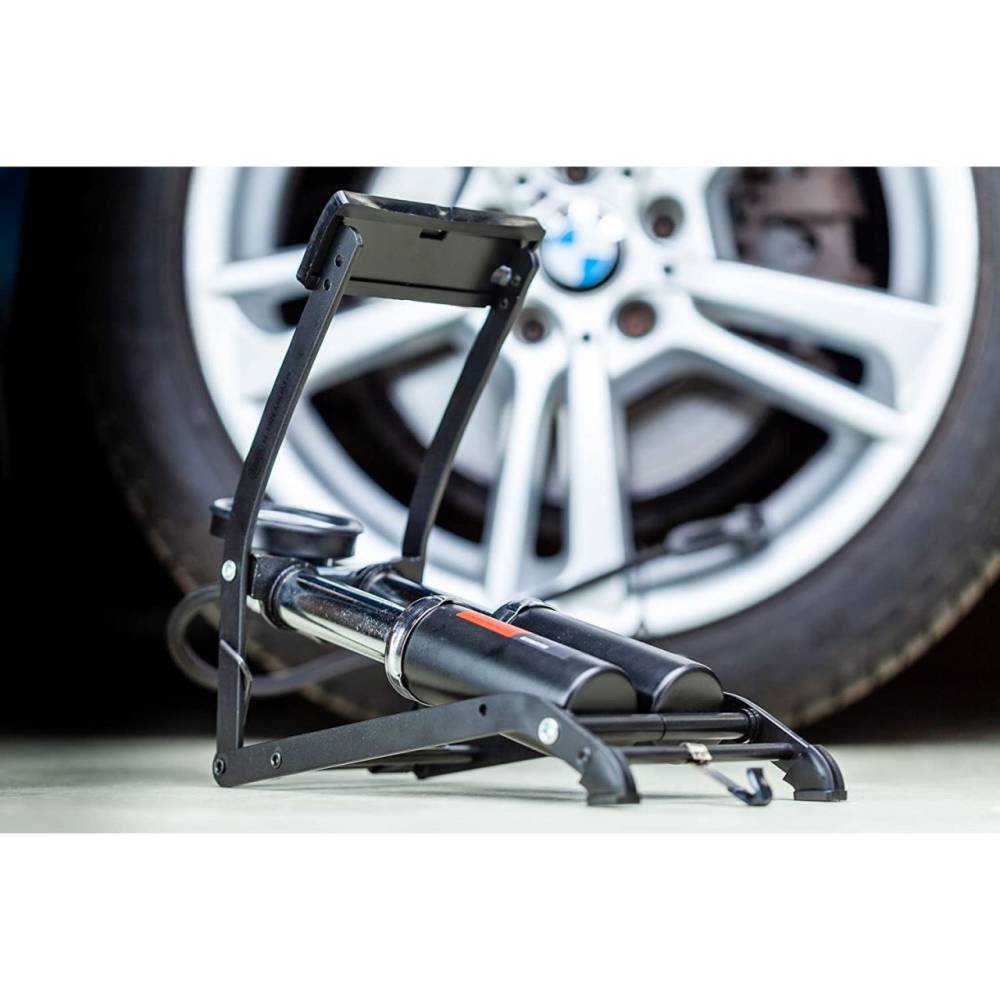 Pompa aer picior 2 cilindri 14 bar PedalMax Black Edition PRO 225.01 Heyner