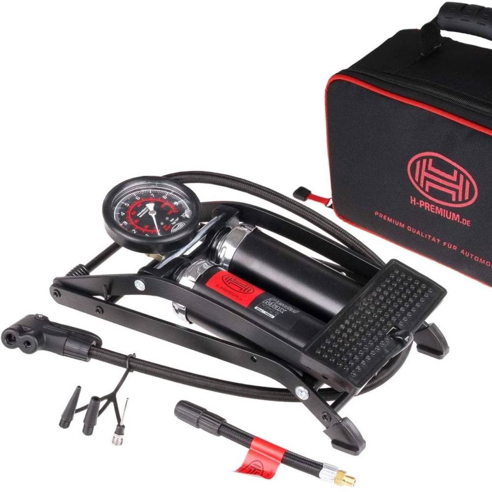Pompa aer picior 2 cilindri 14 bar PedalMax Black Edition PRO 225.01 Heyner