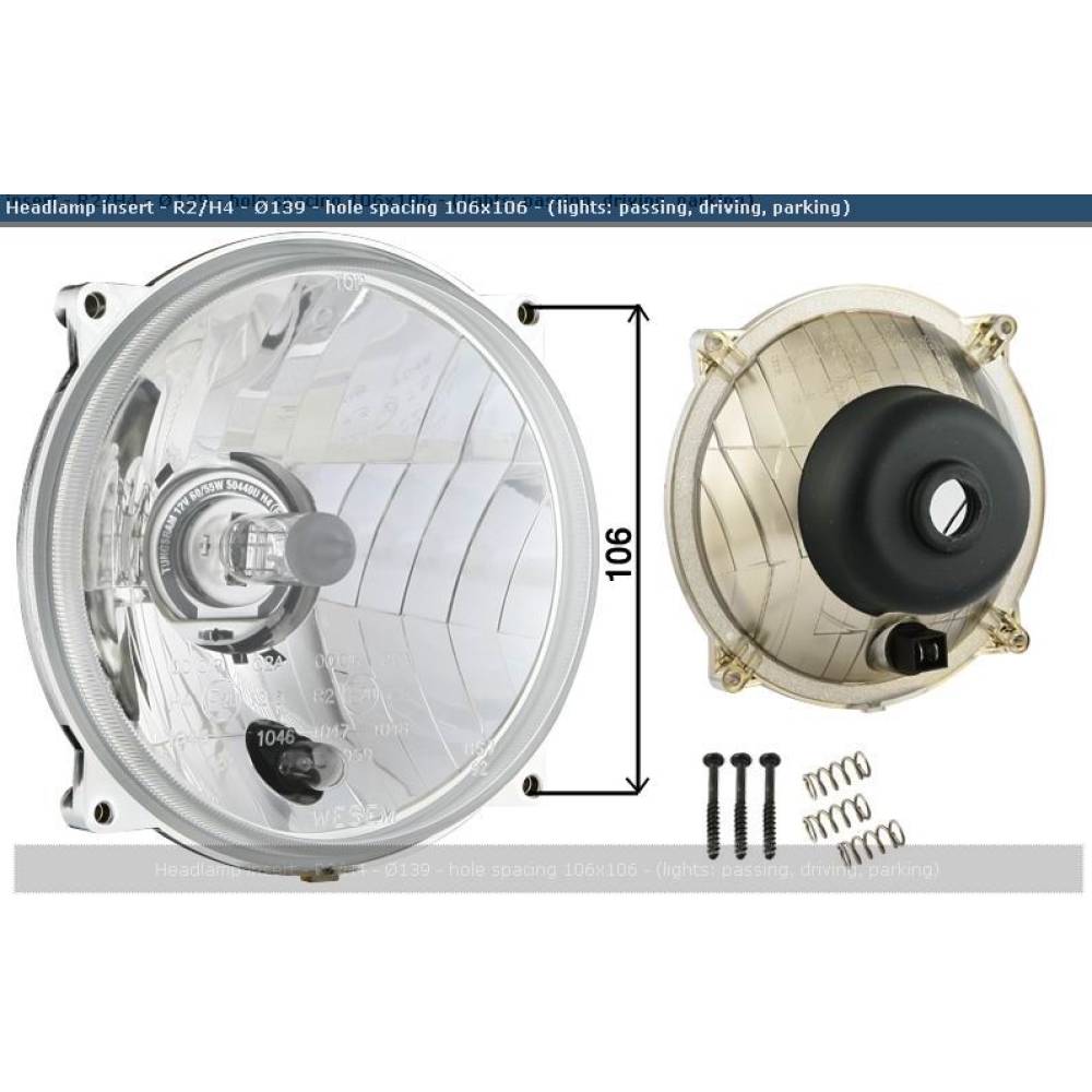 Element optic pentru far tractor fi131/139-110, cu pozitie, PES3.42233 Wesem