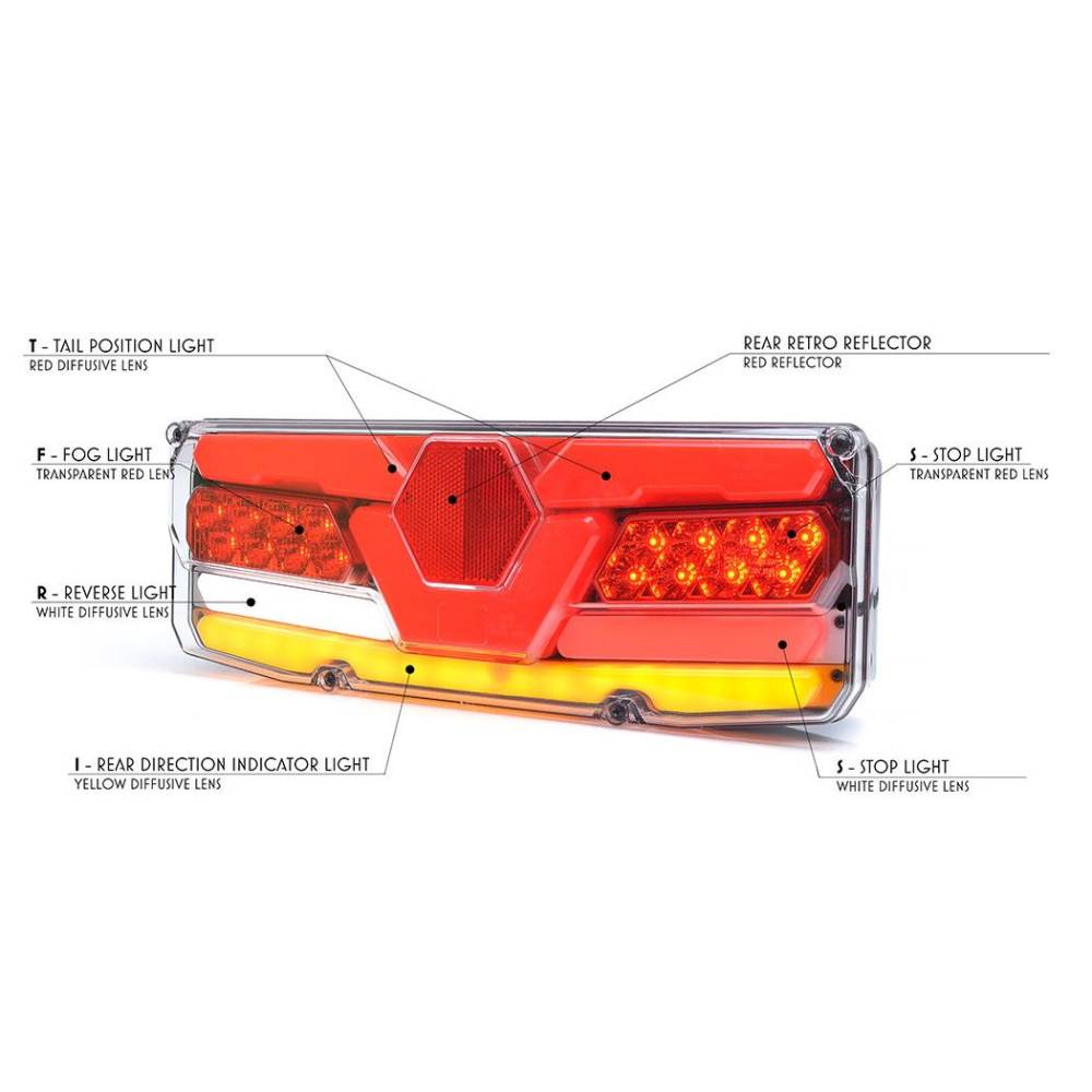 Lampa spate 350x131, 7 functii, LED, stanga, W170 L 1190 Was