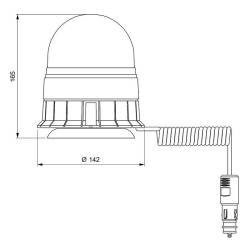 Girofar 12/24V, h165, 8 LED-uri, prindere cu magnet si cablu retractabil 21.87.LR5308 SACEX 8093/a/MR