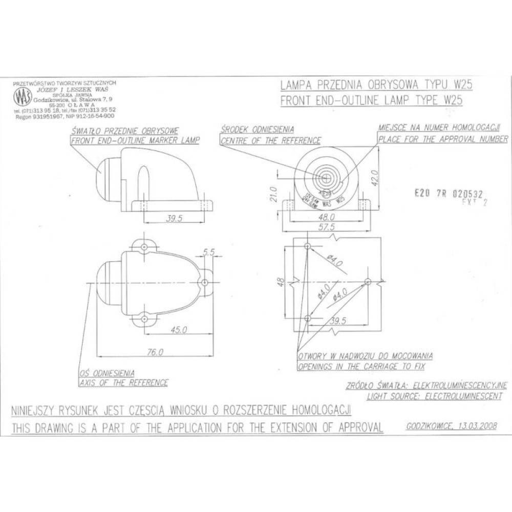 Lampa gabarit 57x76, LED, alba, cabina W25 133 Was Lampa gabarit 57x76, LED, alba, cabina W25 133 Was