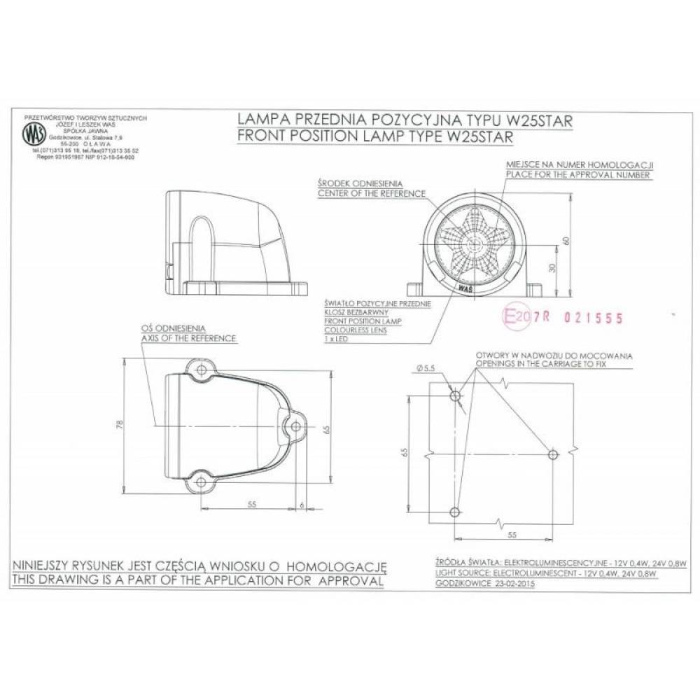 Lampa gabarit 78x93, LED, alba, cabina W25STAR 886 Was Lampa gabarit 78x93, LED, alba, cabina W25STAR 886 Was