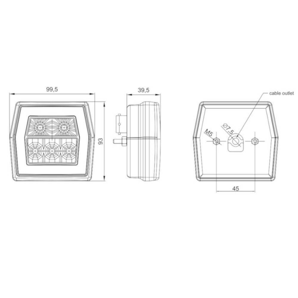 Lampa spate 99.6x93, 3 functii, LED, Neon, FT-122 Fristom Lampa spate 99.6x93, 3 functii, LED, Neon, FT-122 Fristom