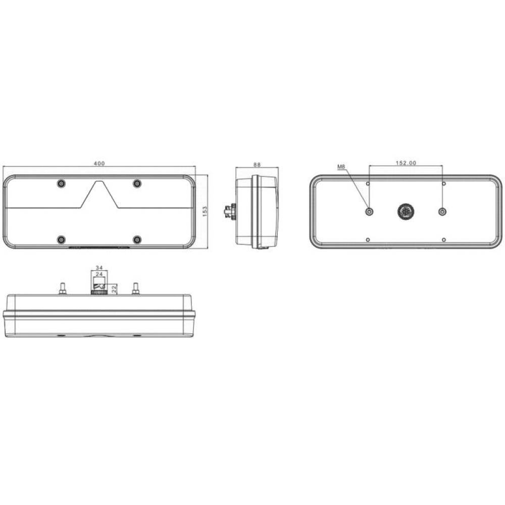 Lampa stop 400x153, 6 functii, dreapta, Kingpoint FT-500-25 LED Fristom