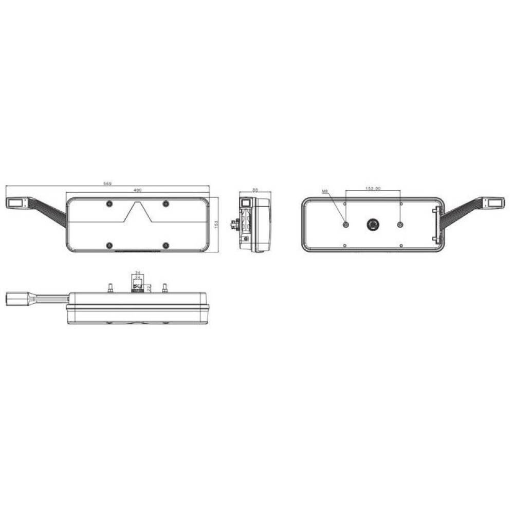 Lampa stop 400x153, 6 functii, stanga, mufa Kingpoint FT-500-136LED + FT145 + Amp Fristom