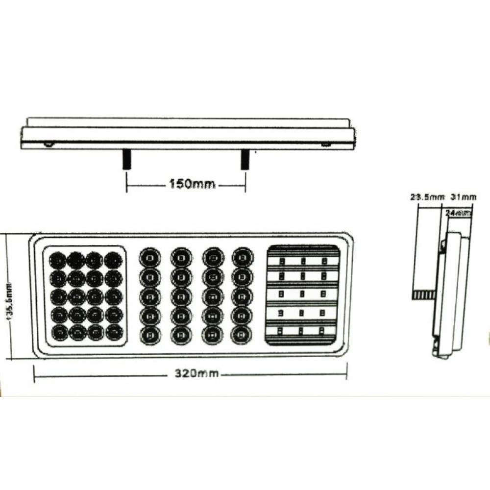 Lampa spate 320x135, 4 functii, cu mers inapoi, cu LED, Lux 2026
