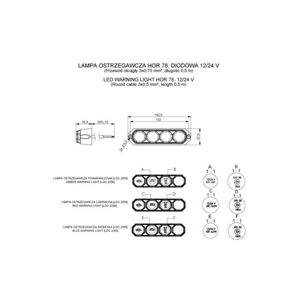 Proiector stroboscopic 4 LED-uri 12-24V, 6W, LDO 2258 Horpol