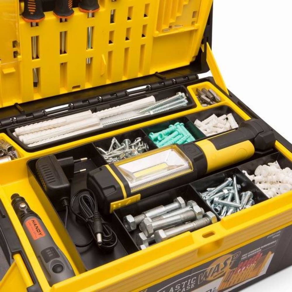 Ladă scule mică 380x220x270 mm cu sertar și tavă mobilă 10946A HANDY