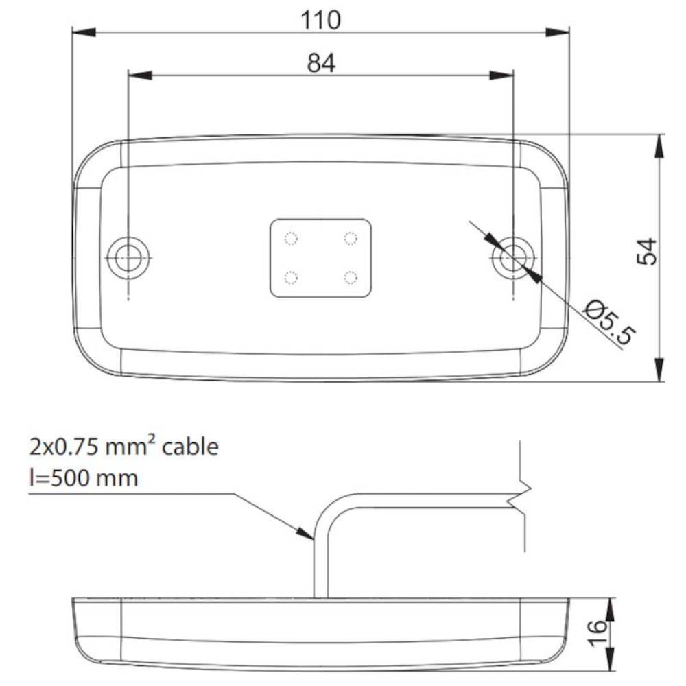Lampa gabarit 110x54, LED, rosie, compatibila Iveco, FT-019C Fristom