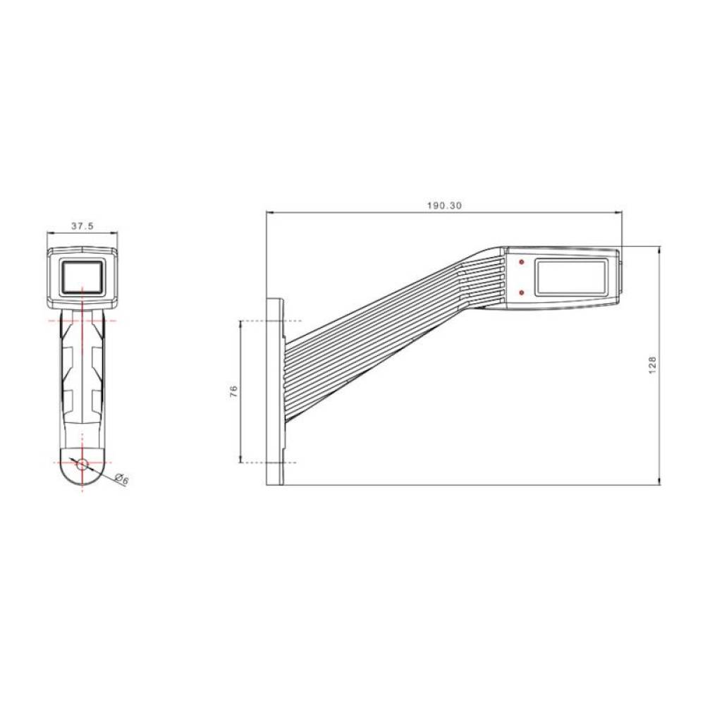 Lampa de gabarit cu brat 190mm, cotit la 45°, LED, 3 functii, dreapta FT-145-P Fristom