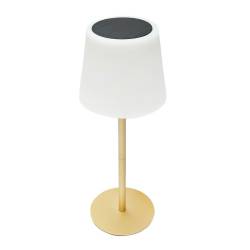 Veioza cu incarcare solara si USB, cu senzor lumina, intrerupator, baterie 3.7V, 1200Mah, aurie, Garden Of Eden 69931